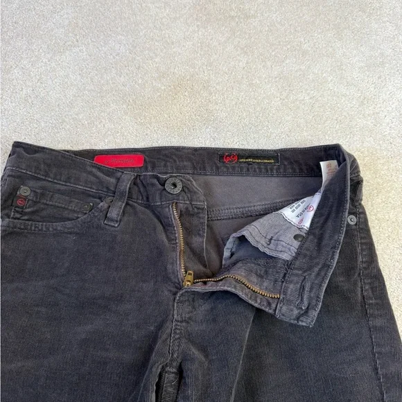 AG Adriano Goldschmied Black Charcoal Velvet Corduroy Straight Leg Pants Size 25 - Picture 3 of 16